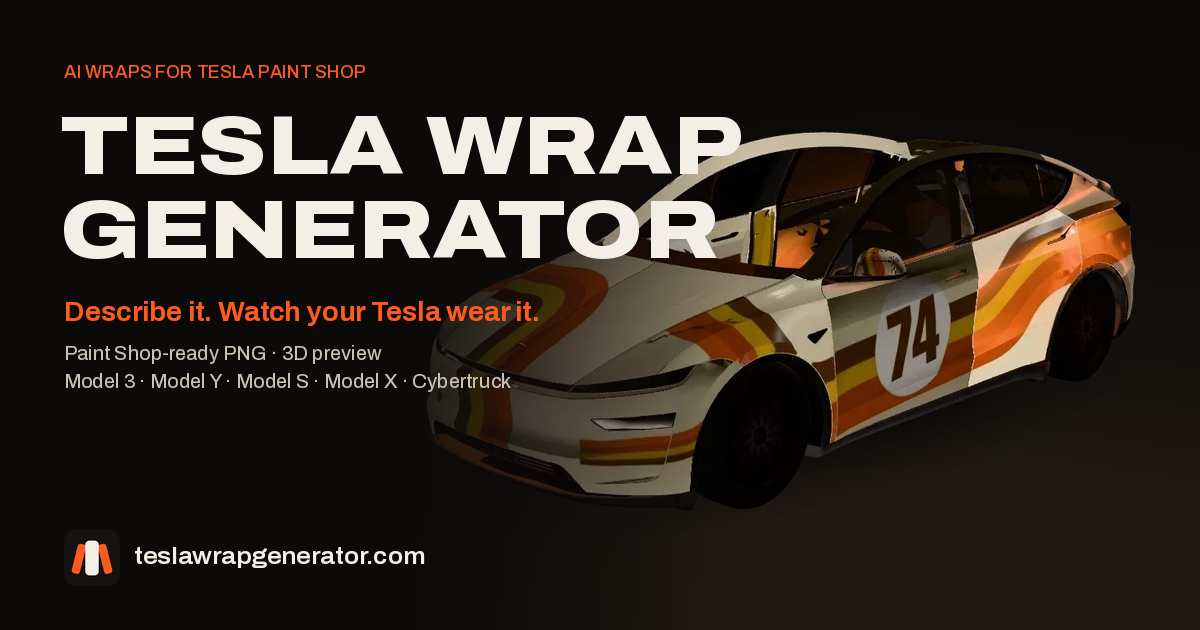 Tesla Wrap Generator — AI Paint Shop Wraps in 3D screenshot