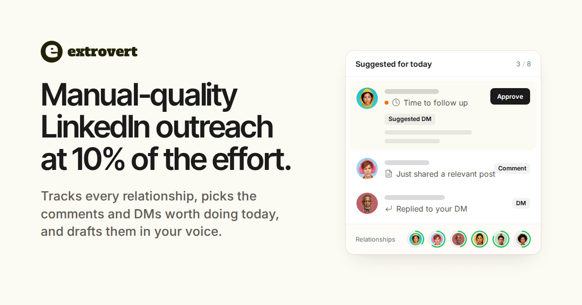Extrovert: manual-quality LinkedIn outreach at 10% of the effort screenshot
