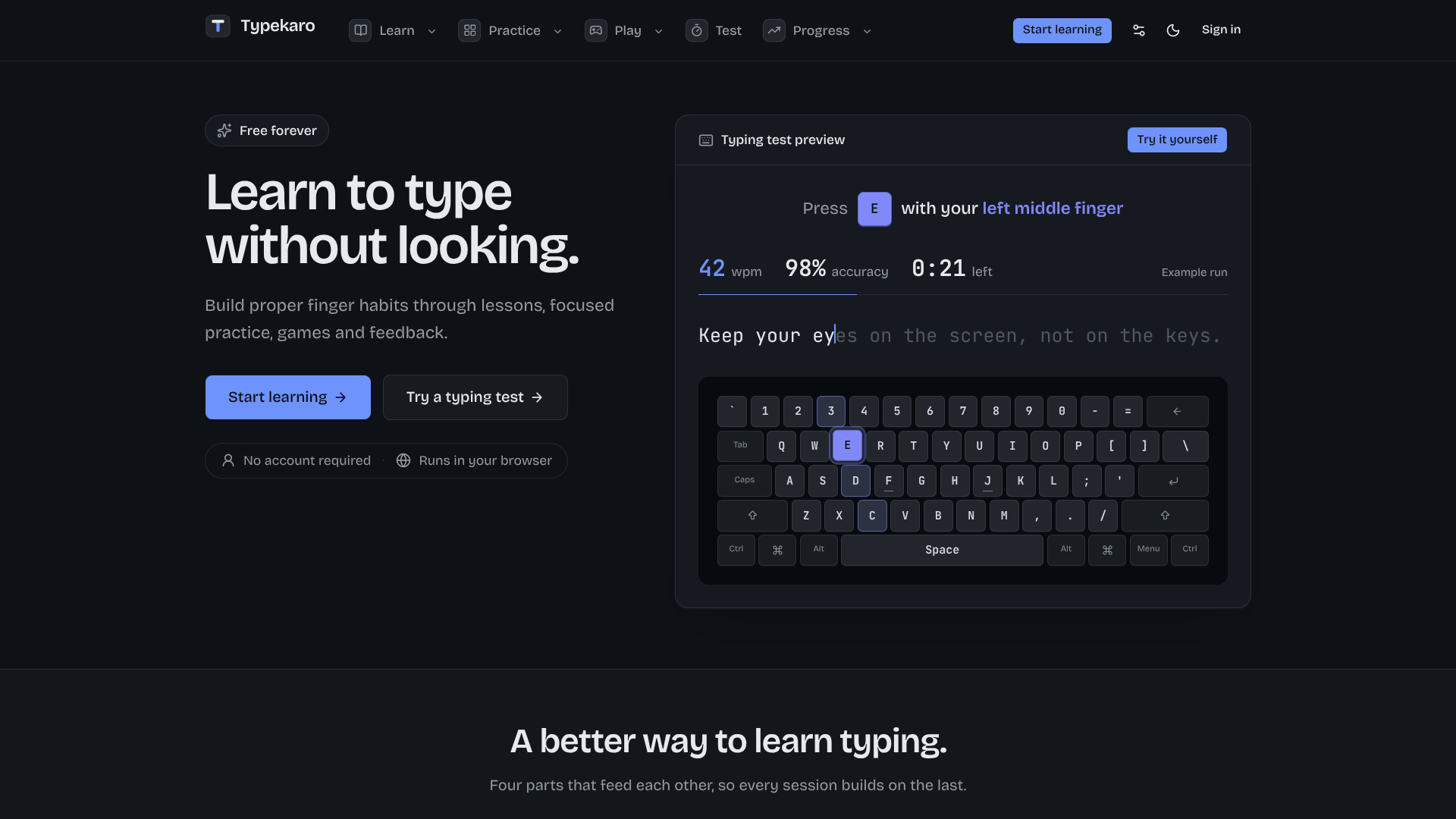 Free Online Typing Test - Test Your Typing Speed screenshot