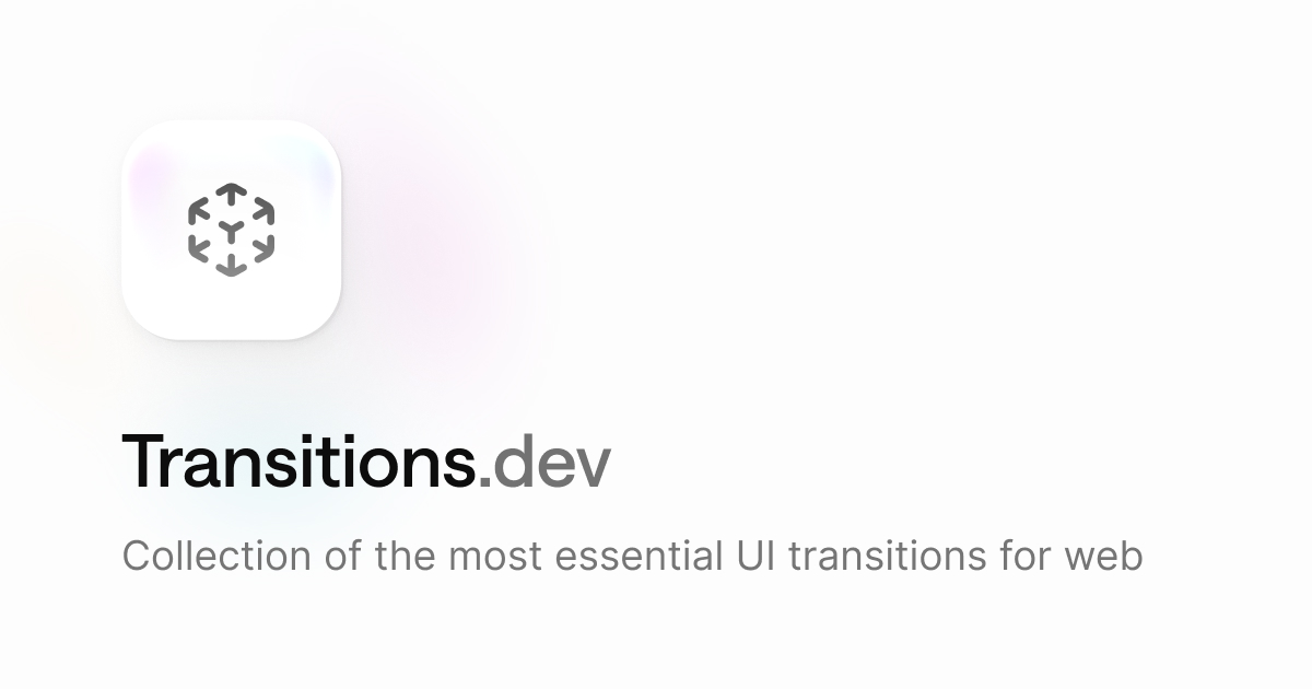 Transitions.dev: UI transitions for AI agents screenshot